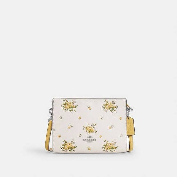Coach Cream and Yellow Floral Crossbody Bag